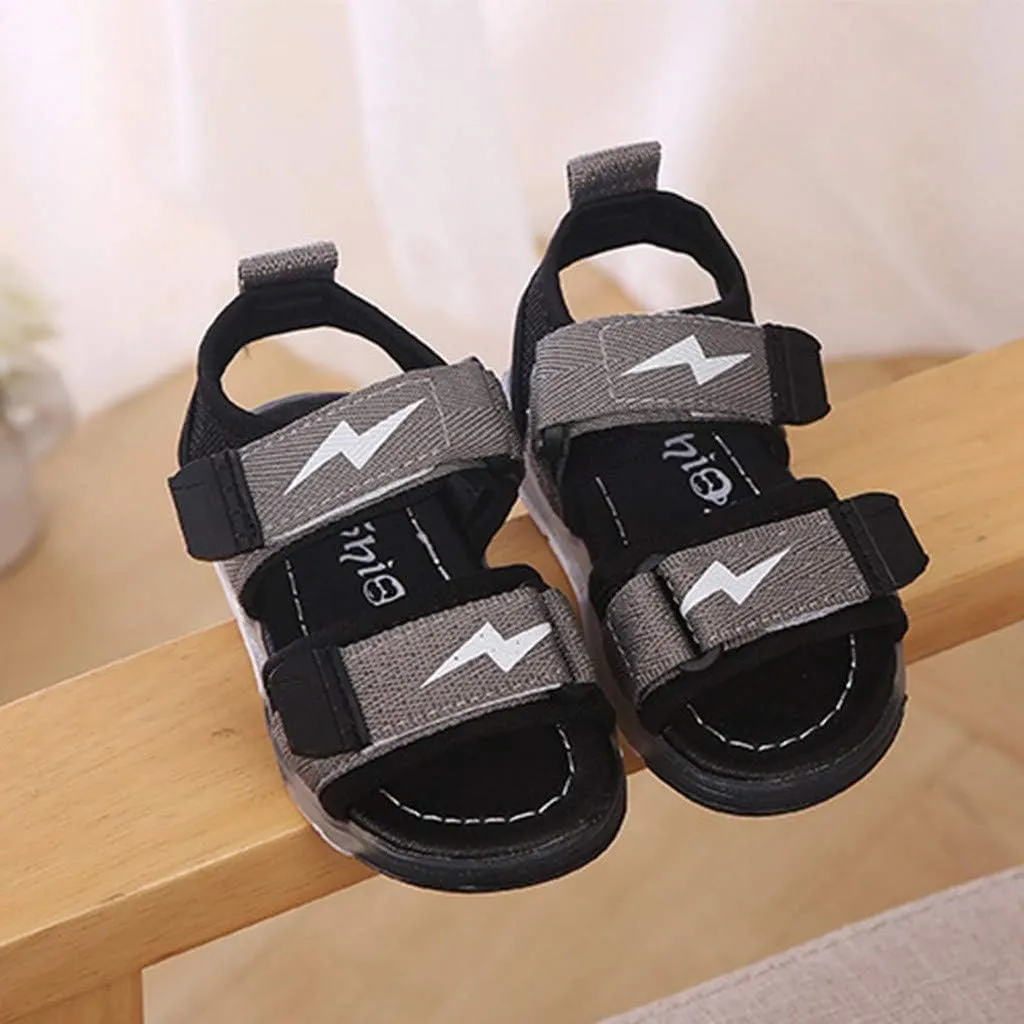 Children's Boys Girls Summer Sandals 2 Straps LED Lighting Shoes Soft Sole Breathable First Walker Newborn Shoes