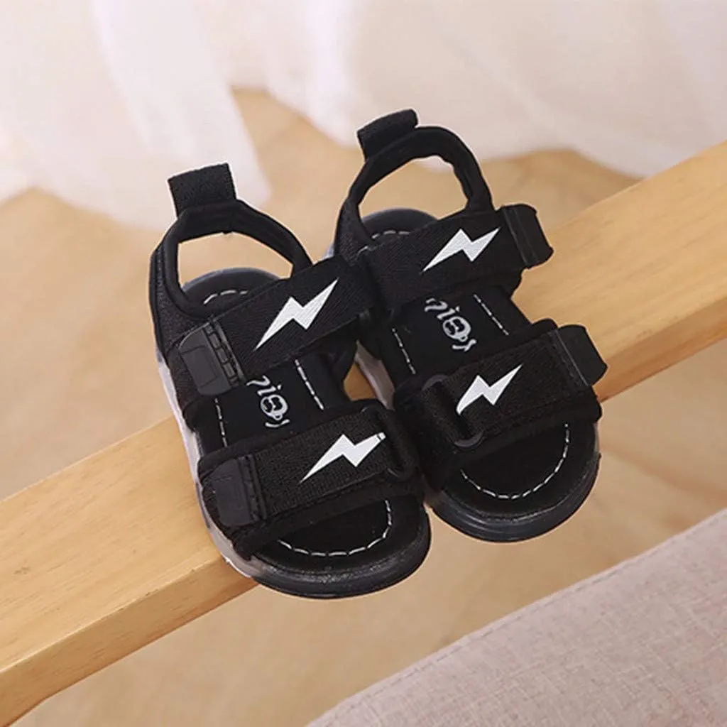 Children's Boys Girls Summer Sandals 2 Straps LED Lighting Shoes Soft Sole Breathable First Walker Newborn Shoes