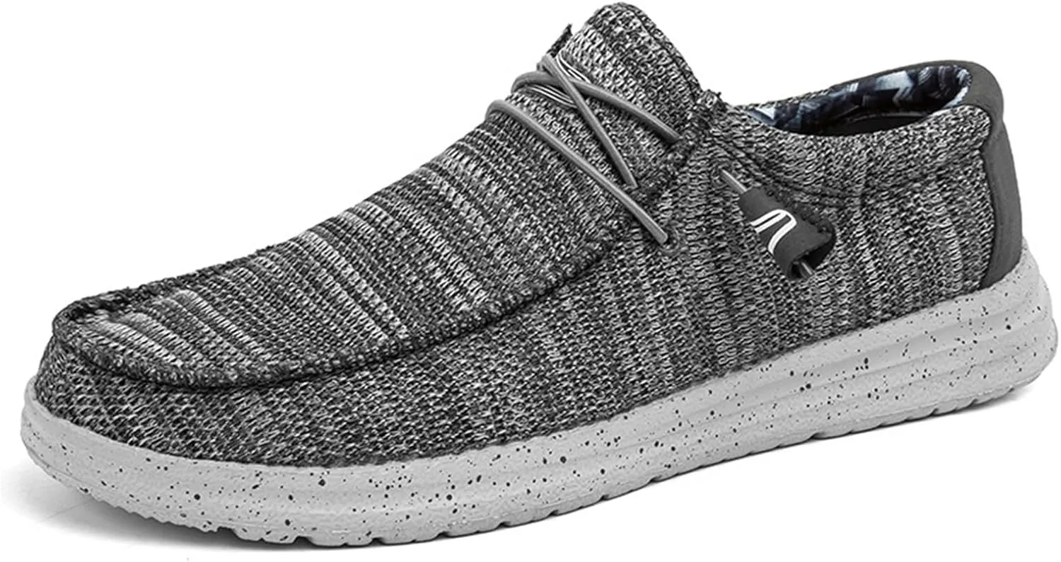 Classic Loafers for Men Comfort,Casual Comfy Canvas Men's Loafers & Slip-ons,Lightweight & Breathable Mesh Mens Boat Shoes,All Weather Rubber Soles
