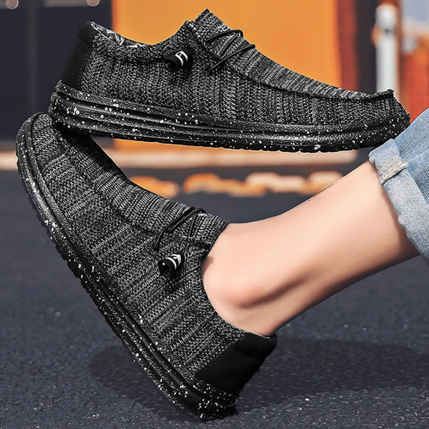Classic Loafers for Men Comfort,Casual Comfy Canvas Men's Loafers & Slip-ons,Lightweight & Breathable Mesh Mens Boat Shoes,All Weather Rubber Soles