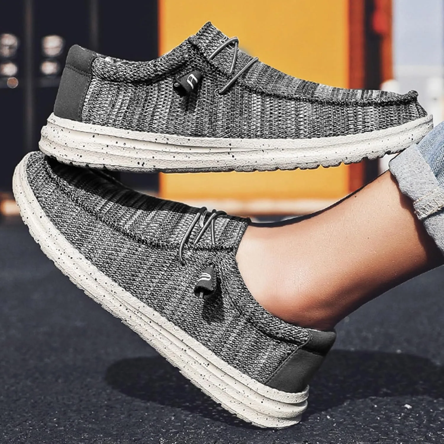 Classic Loafers for Men Comfort,Casual Comfy Canvas Men's Loafers & Slip-ons,Lightweight & Breathable Mesh Mens Boat Shoes,All Weather Rubber Soles
