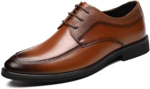 Classic Men's Leather Dress Shoes Men Casual Wedding Faux Patent Derby Shoes Business Derby Shoes(Brown,8.5)