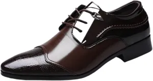 Classic Oxford Dress Shoes for Men Patent Leather Business Formal Wedding Comfortable Non-Slip Lace-Up Office Stylish Men's Shoes