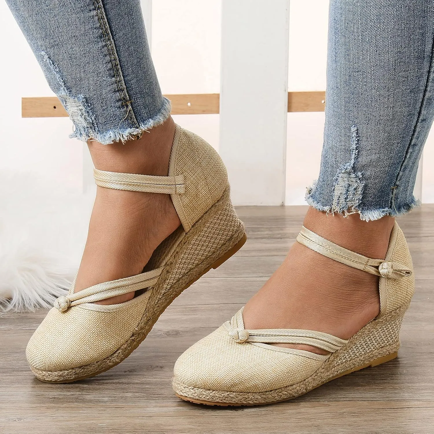 Close Toed Sandals Women, Women Sandals for Dressy Summer 2025 Ankle Strap Wedge Sandals Dressy Platform Wedge Casual Shoes