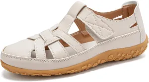 Closed Toe Sandals for Women Casual Loafers Cute Slip On Comfort Walking Flats Summer Hollow Out Sandals Breathable Outdoor Shoes Soft Bottom Beach Sandal Dressy Wedge Shoes