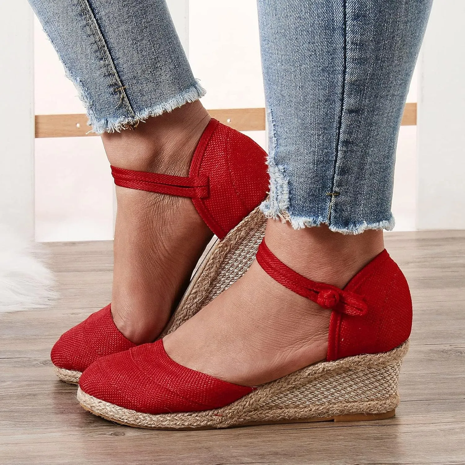 Closed Toe Wedges for Women,Sandals for Women Dressy Summer Womens Espadrilles Wedge Sandals Women Platform Wedge Sandals Ankle Strap Comfortable Wide Width Closed Toe Low Heel Casual Shoes