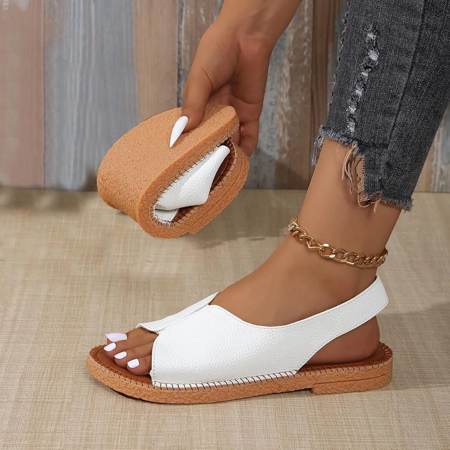 Comfortable Orthopedic Wedge Sandals for Women Open Toe Casual Solid Platform Sandal Arch Support Slides Walking Wide Shoes Boho Beach Casual Slip on Sandals Dressy Summer Shoes