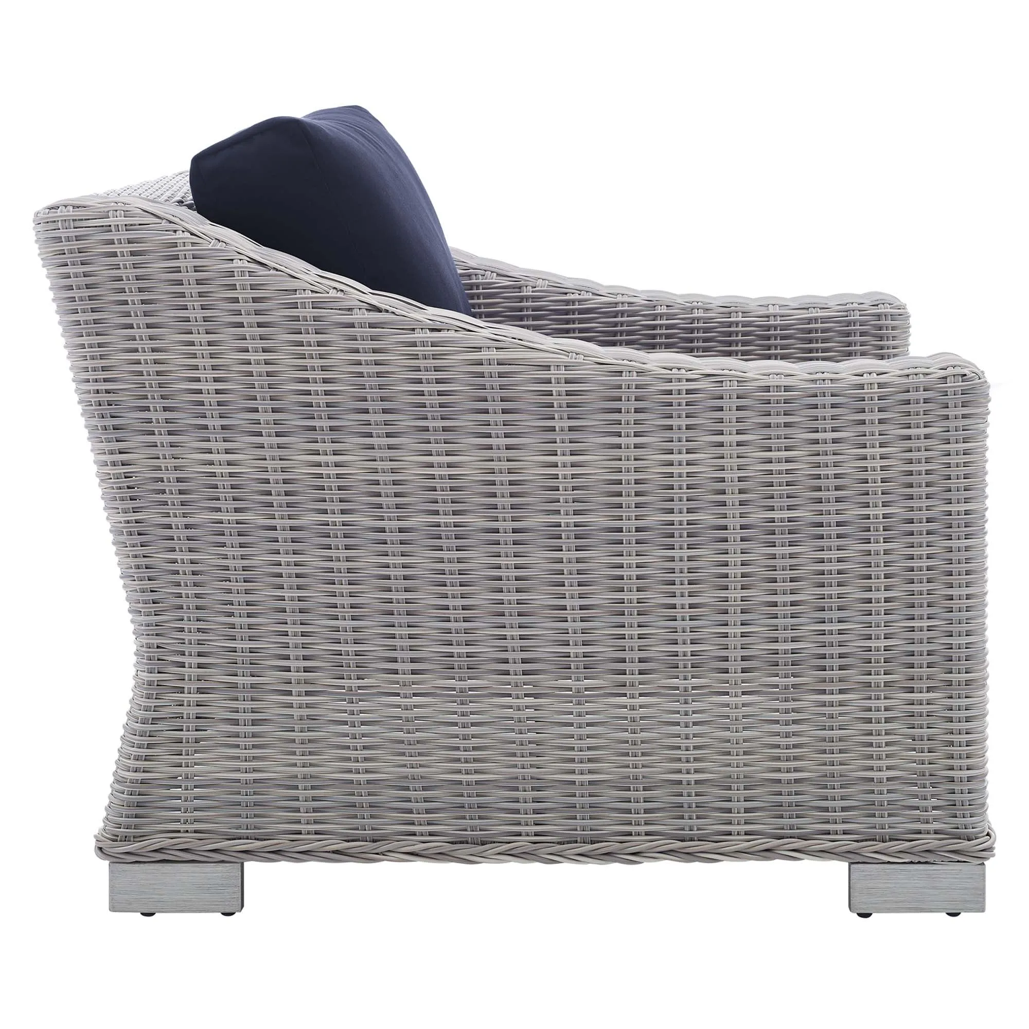 Conway Sunbrella® Outdoor Patio Wicker Rattan 2-Piece Armchair and Ottoman Set by Modway