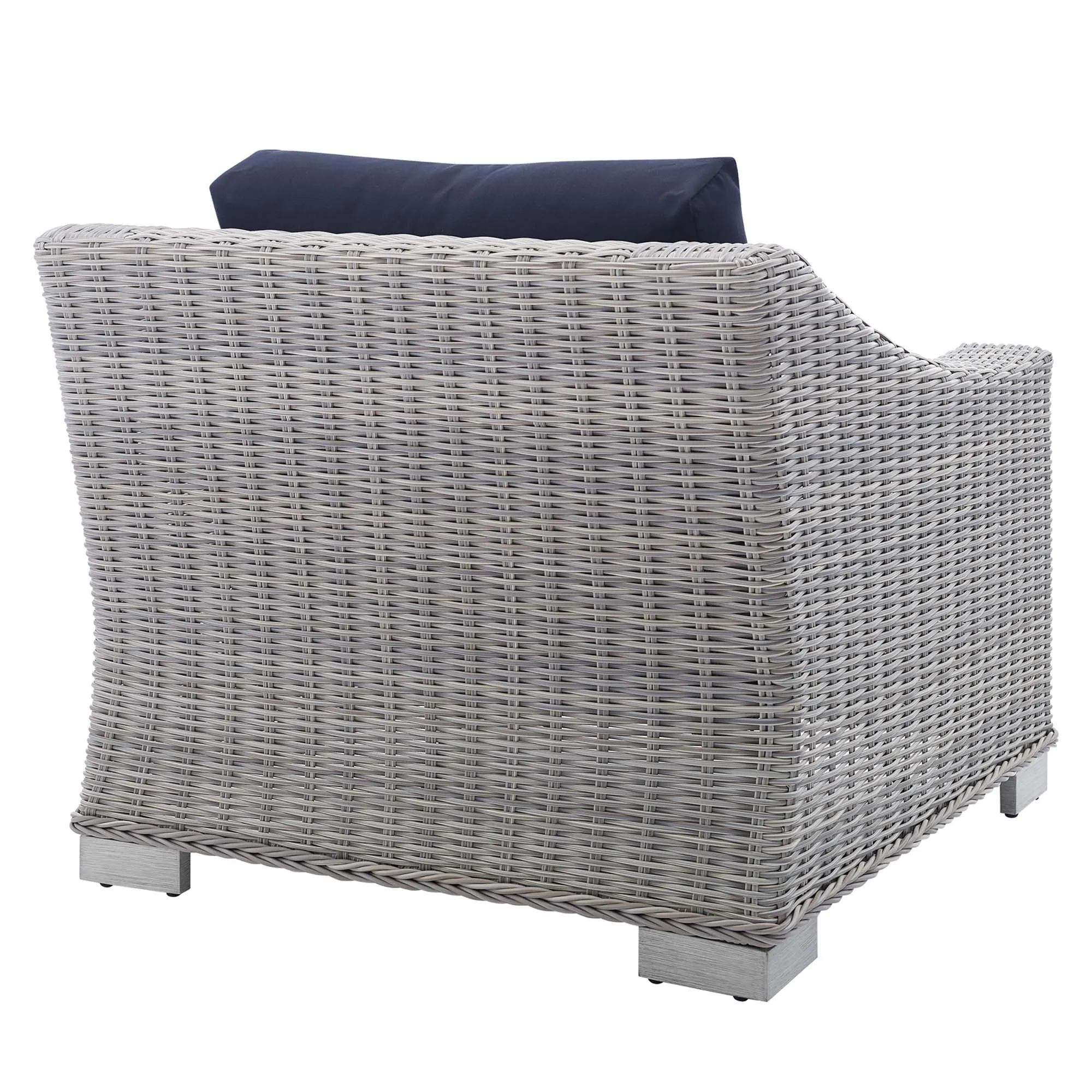 Conway Sunbrella® Outdoor Patio Wicker Rattan 2-Piece Armchair and Ottoman Set by Modway