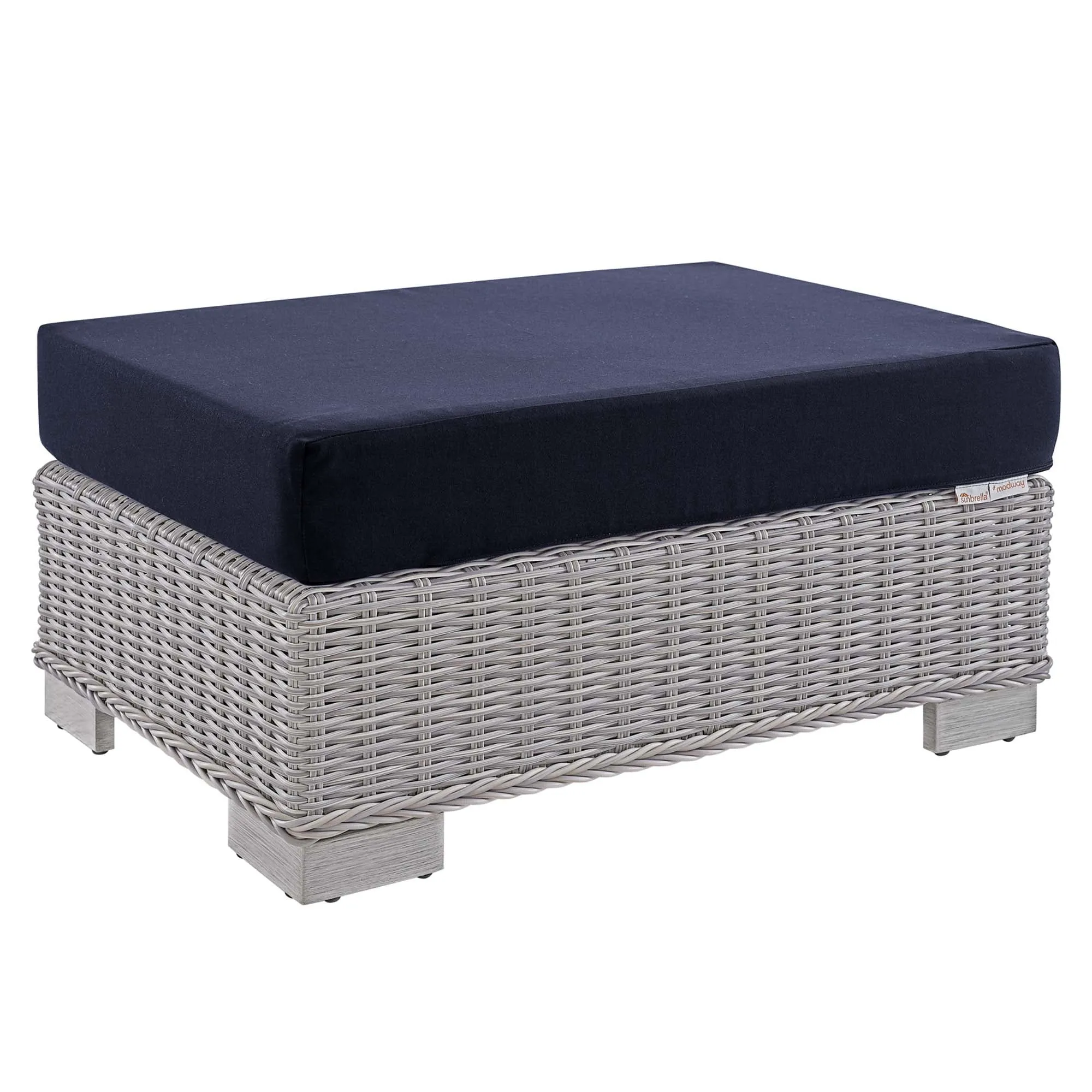 Conway Sunbrella® Outdoor Patio Wicker Rattan 2-Piece Armchair and Ottoman Set by Modway