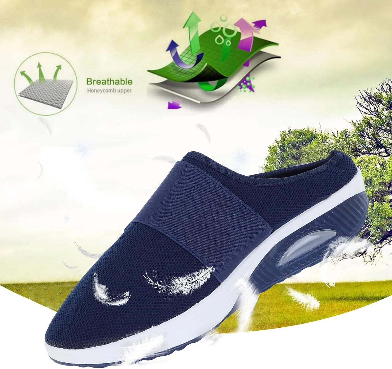Cushion Orthopedic Sneakers for Women Arch-Support Mesh Slip on Casual Sneaker Comfortable Wide Width Walking Shoes