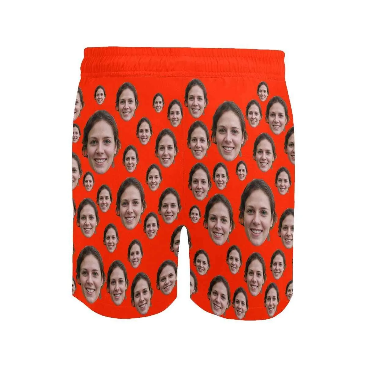 Custom Swimming Trunks with Personalized Face Red Simple Men's Quick Dry Swim Shorts for Him