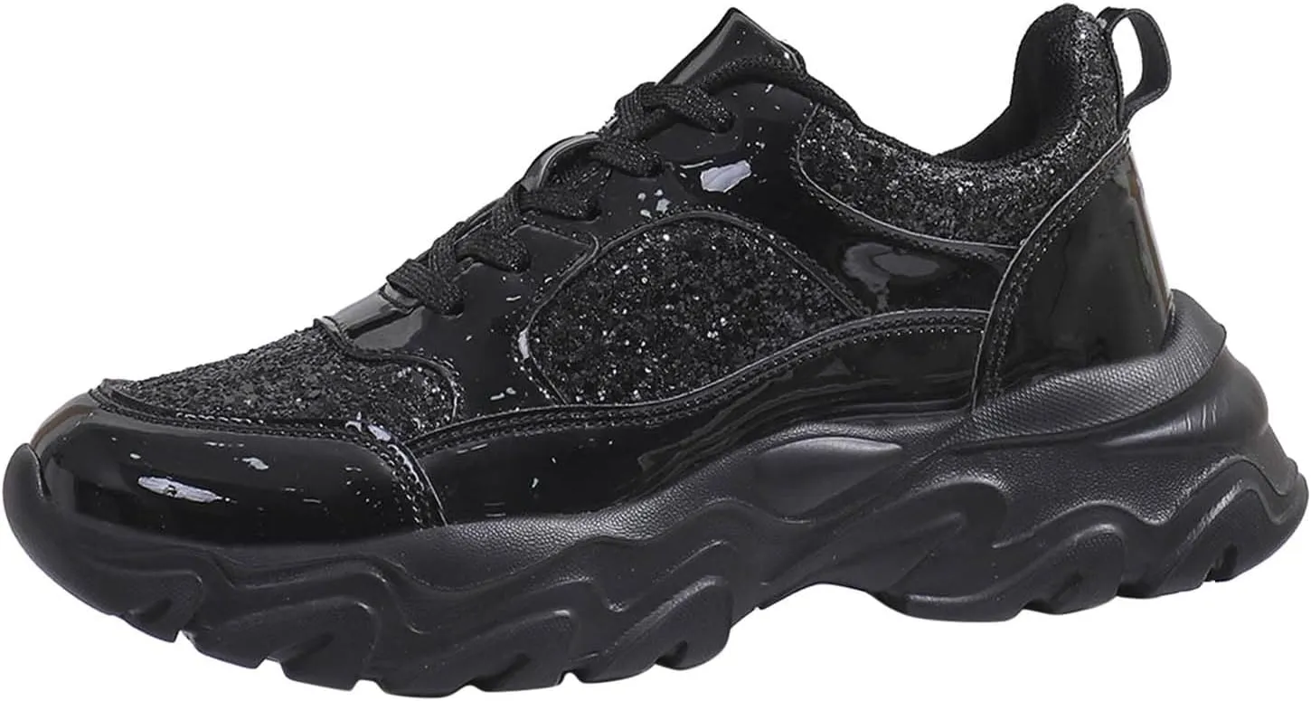 Damen Pailletten Sneakers Plateau Trainer Schuhe Walkingschuhe Freizeitschuhe Atmungsaktiv Indoor Soccer Shoes Women 6
