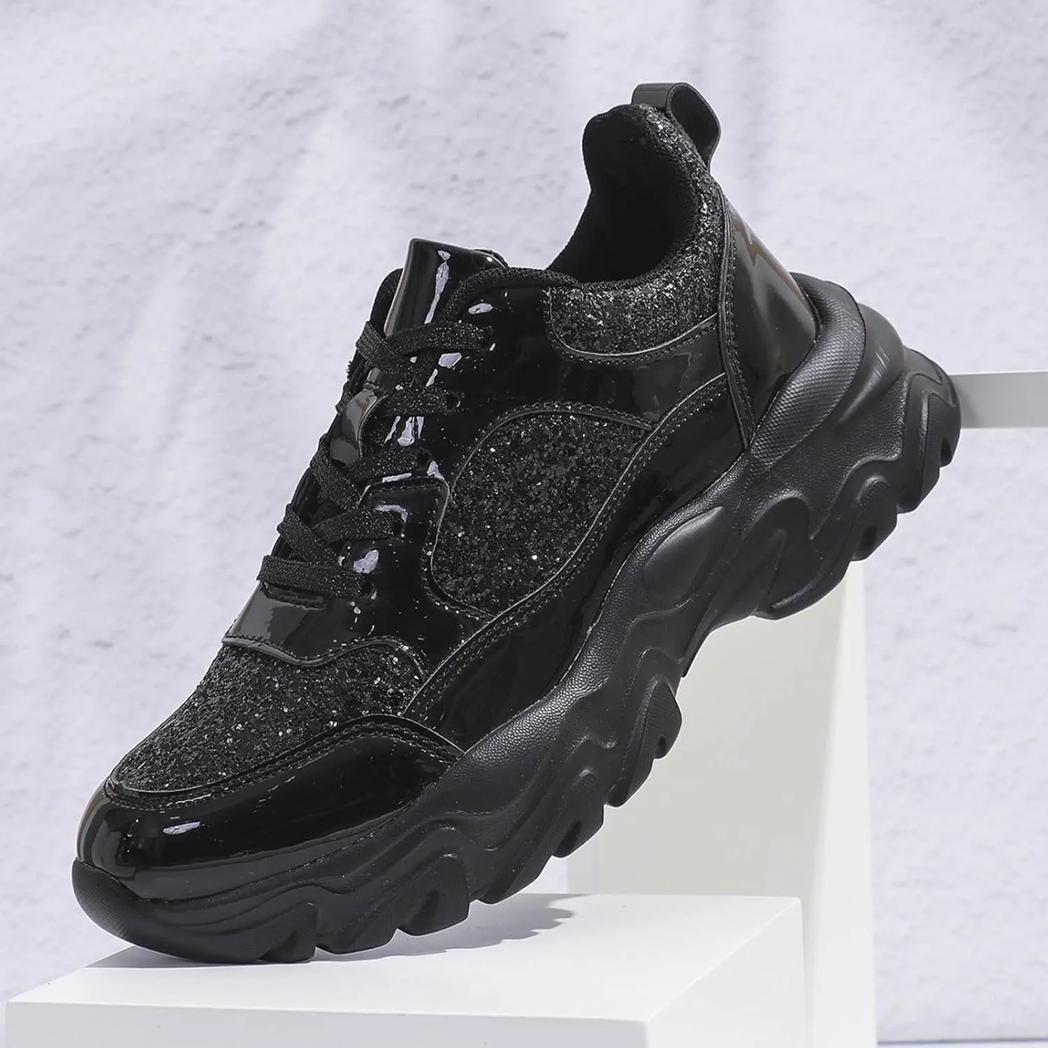 Damen Pailletten Sneakers Plateau Trainer Schuhe Walkingschuhe Freizeitschuhe Atmungsaktiv Indoor Soccer Shoes Women 6