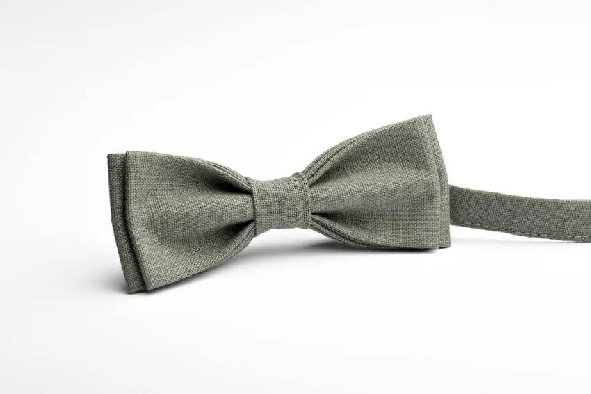 Dark Slim Sage Green Boys Bow Tie - Dapper Elegance for Young Gentlemen