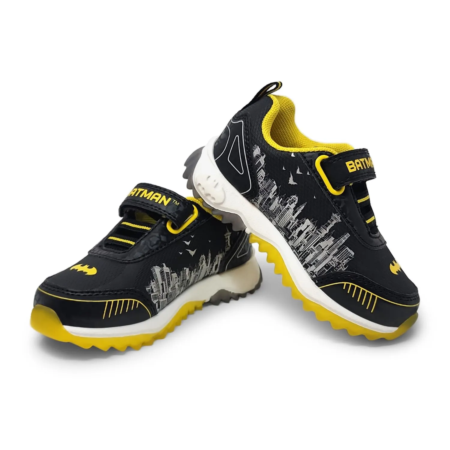 DC Comics Batman Boy's Athletic Light Up Shoes Children W/Adjustable Strap