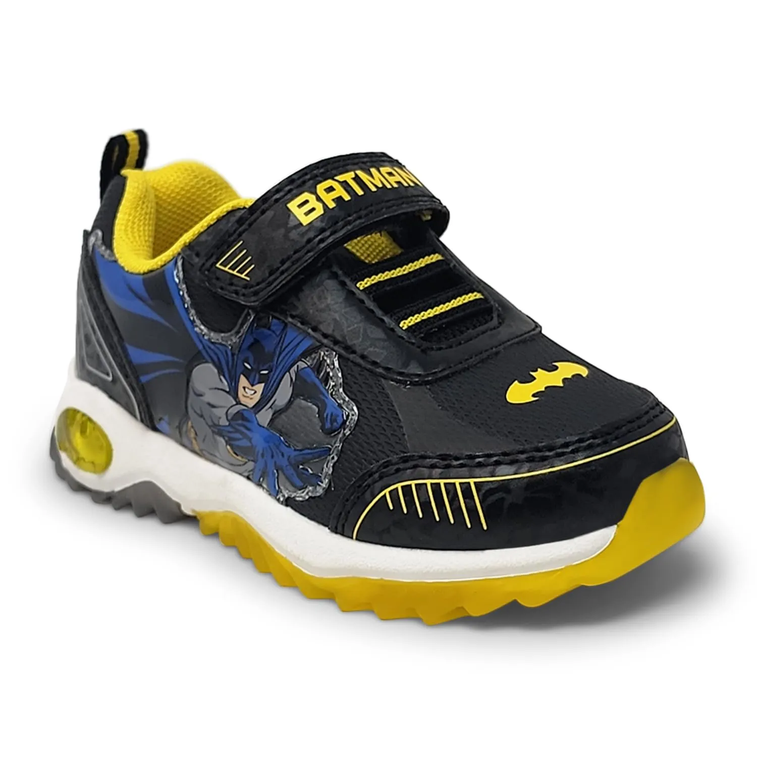 DC Comics Batman Boy's Athletic Light Up Shoes Children W/Adjustable Strap
