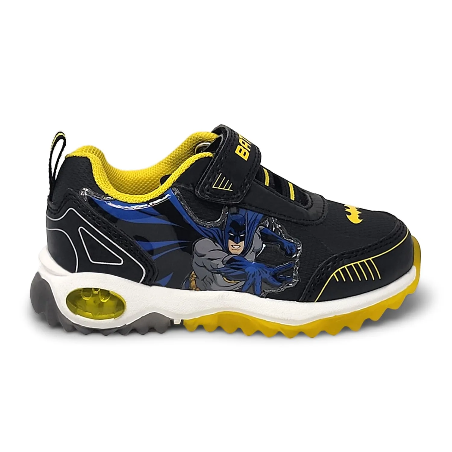 DC Comics Batman Boy's Athletic Light Up Shoes Children W/Adjustable Strap