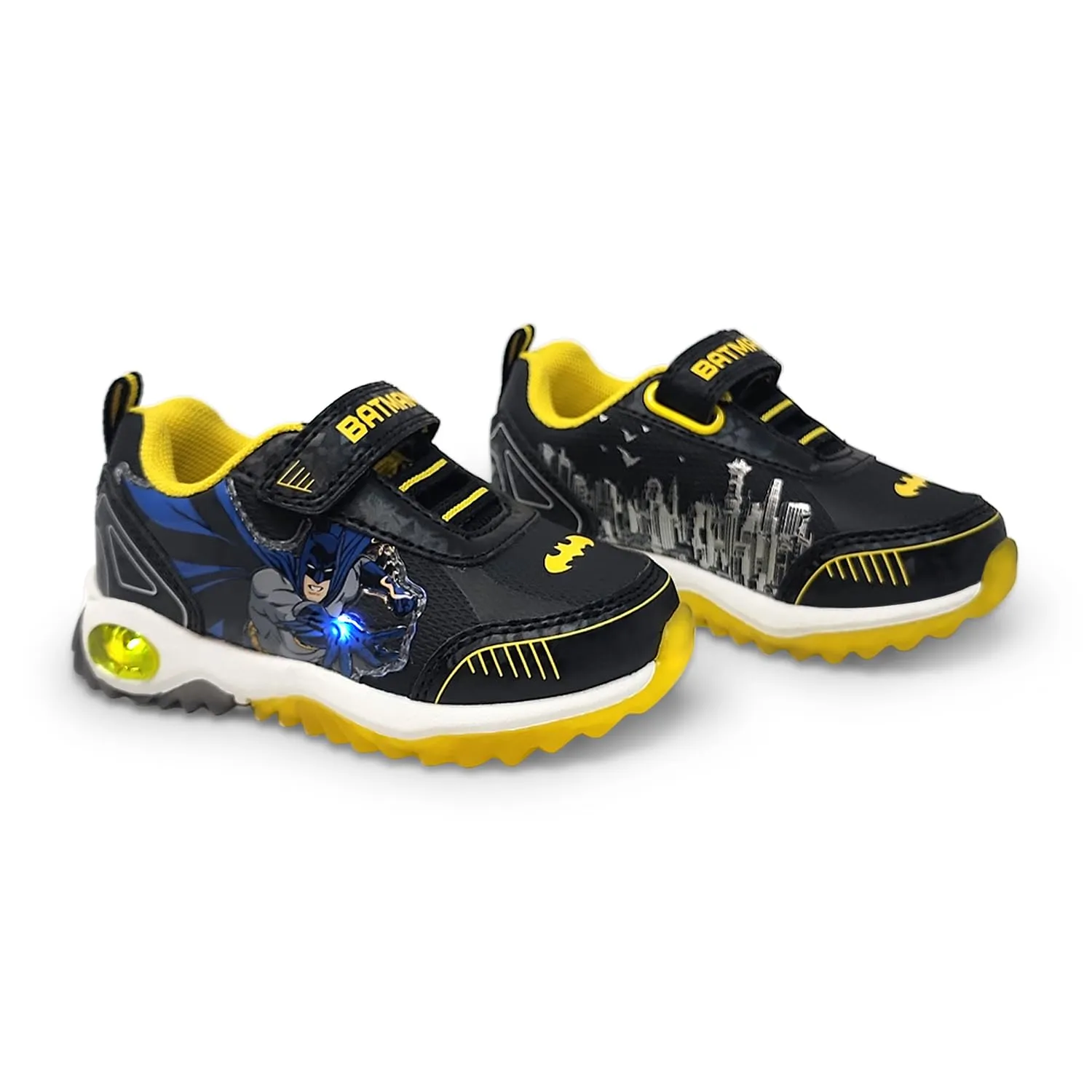 DC Comics Batman Boy's Athletic Light Up Shoes Children W/Adjustable Strap