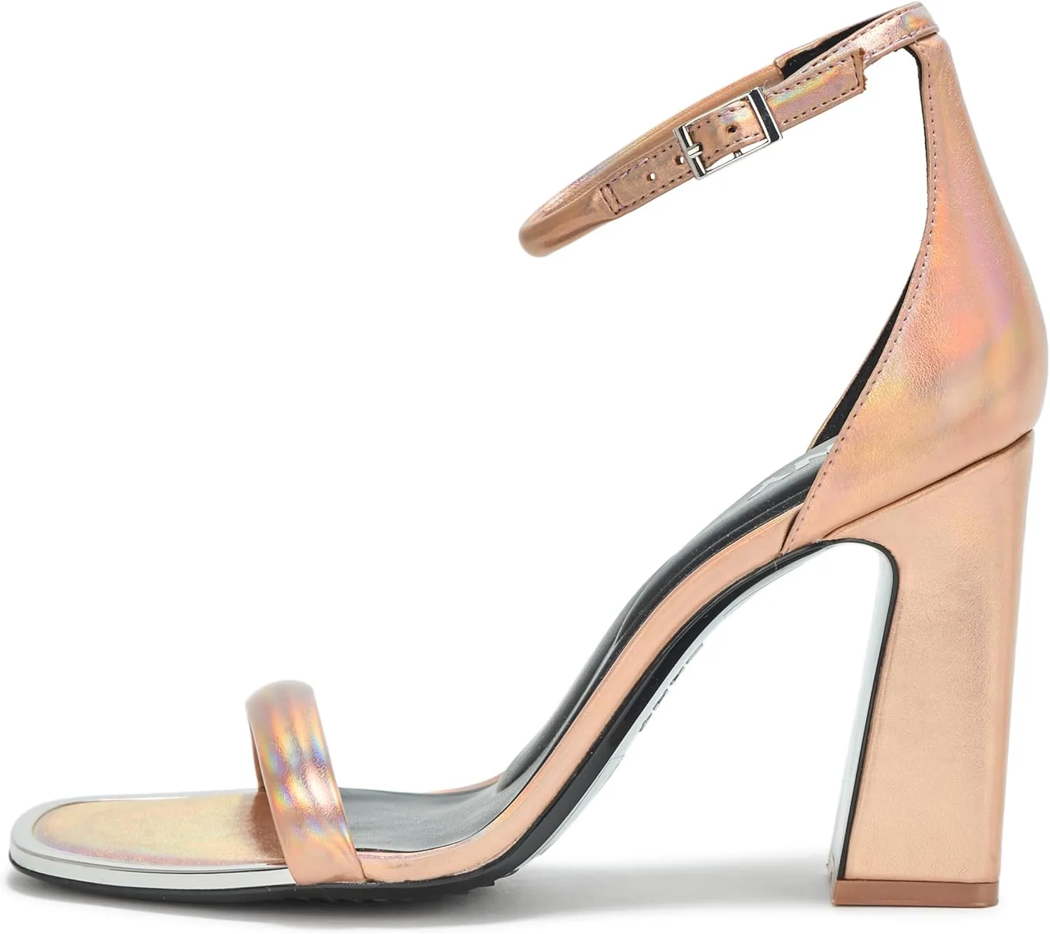 DKNY Women's Waylin Sqaure Toe Ankle Strap Block Heel Heeled Sandal