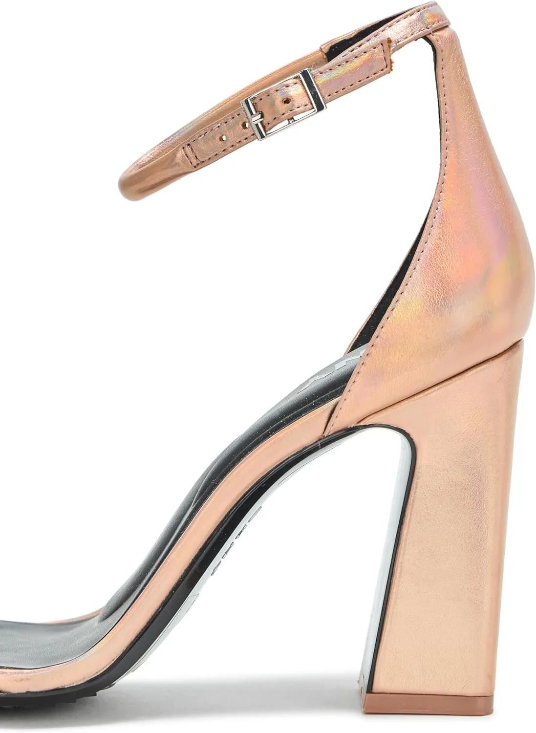 DKNY Women's Waylin Sqaure Toe Ankle Strap Block Heel Heeled Sandal