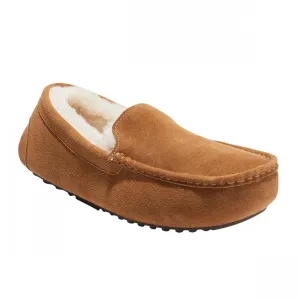 Dluxe By Dearfoams Mens Nelson Shearling Moccasin Slippers Chestnut Brown 7