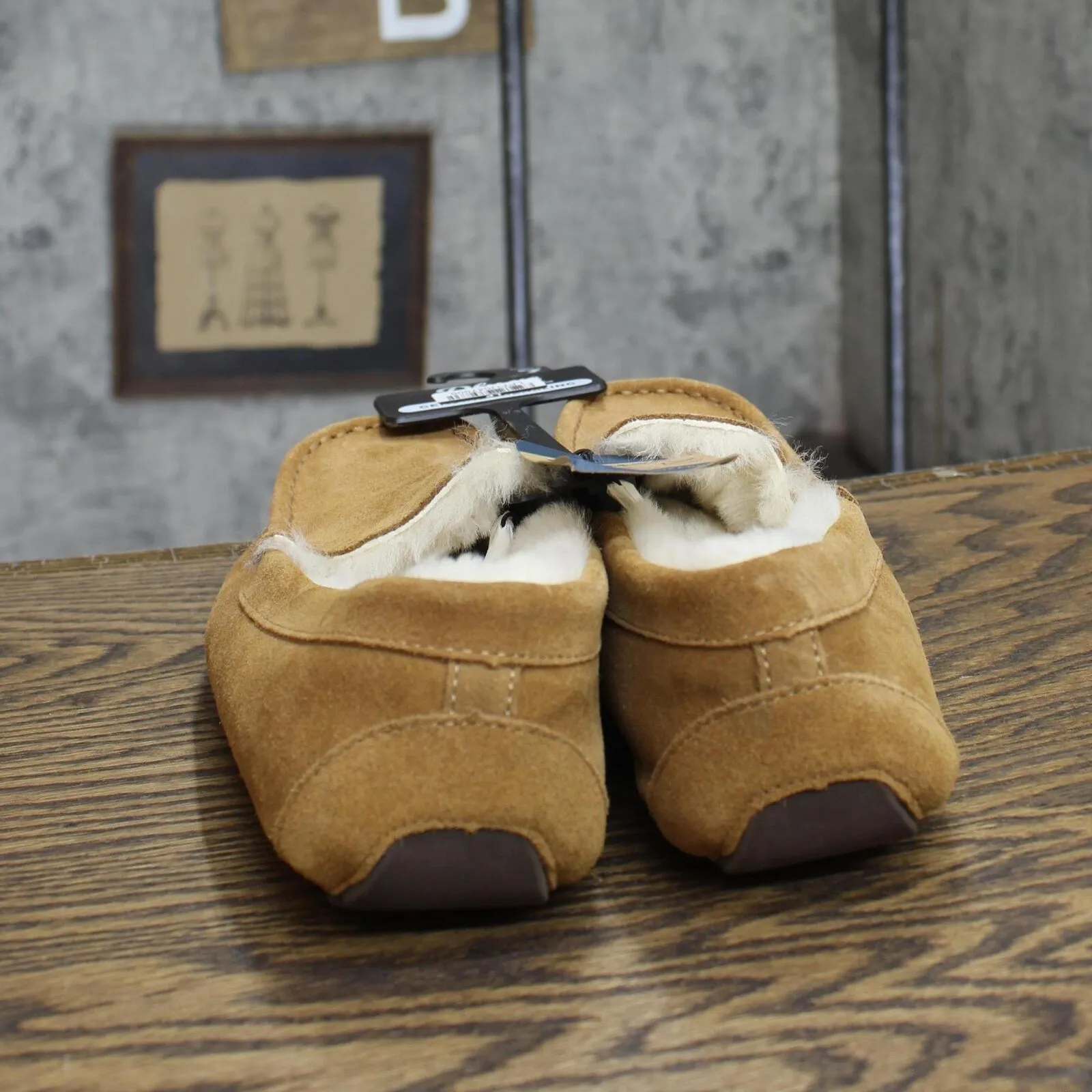 Dluxe By Dearfoams Mens Nelson Shearling Moccasin Slippers Chestnut Brown 7