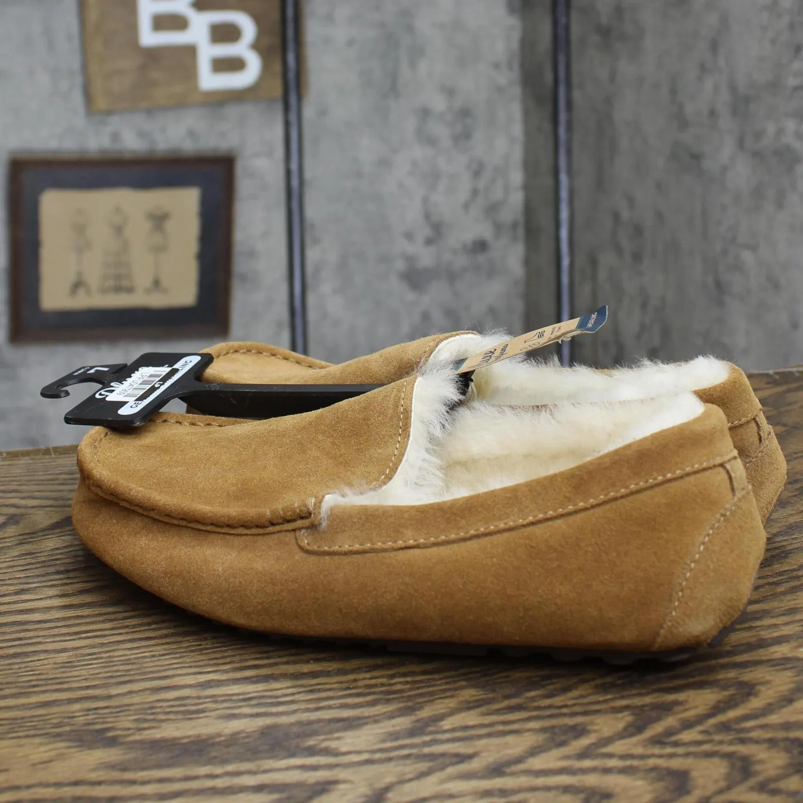 Dluxe By Dearfoams Mens Nelson Shearling Moccasin Slippers Chestnut Brown 7