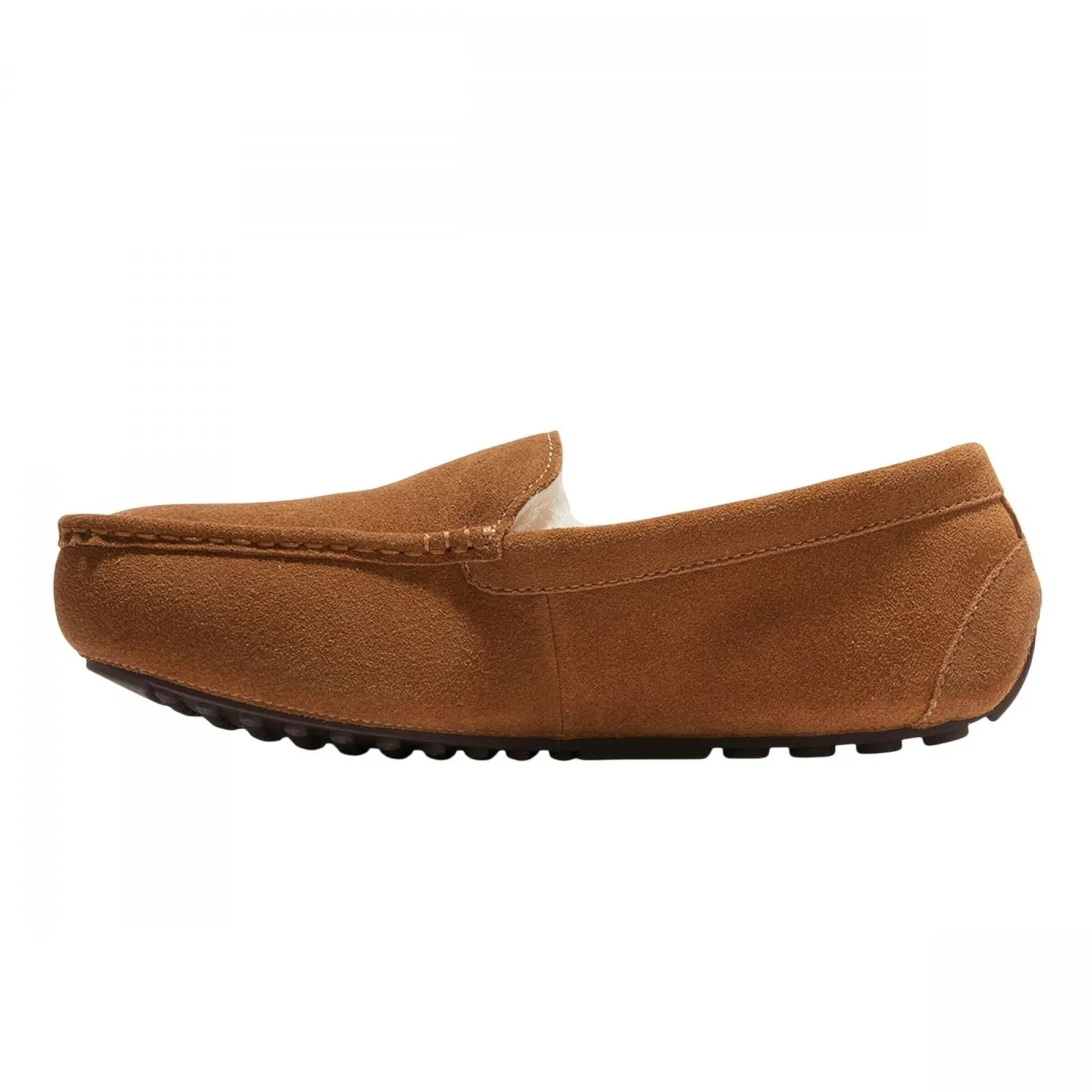 Dluxe By Dearfoams Mens Nelson Shearling Moccasin Slippers Chestnut Brown 7