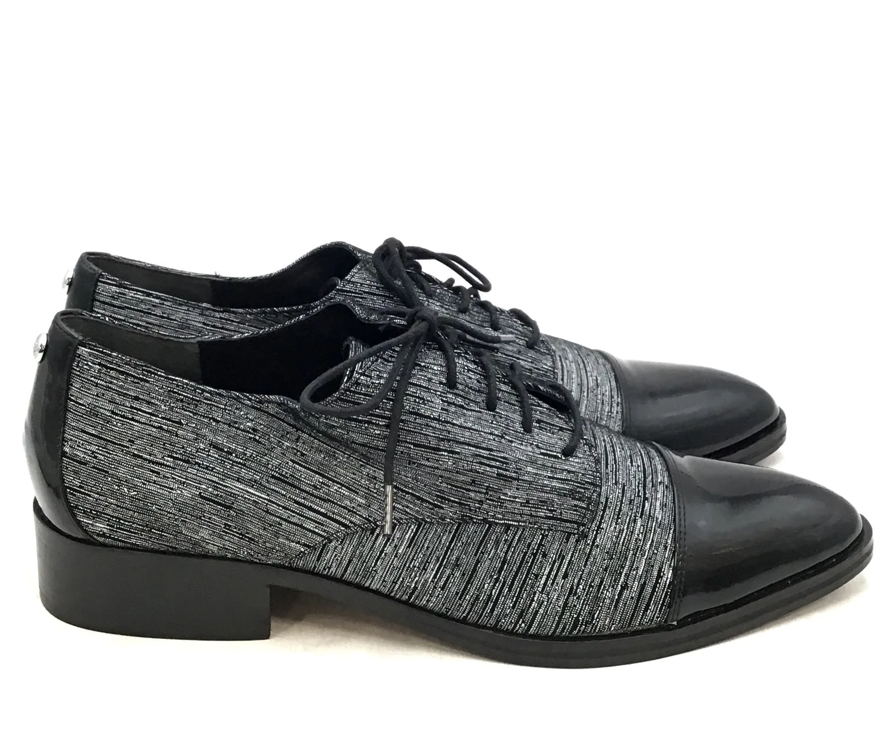 Donald J Pliner Women's Black Gray Cap Toe Oxford Shoes - Size 9.5N