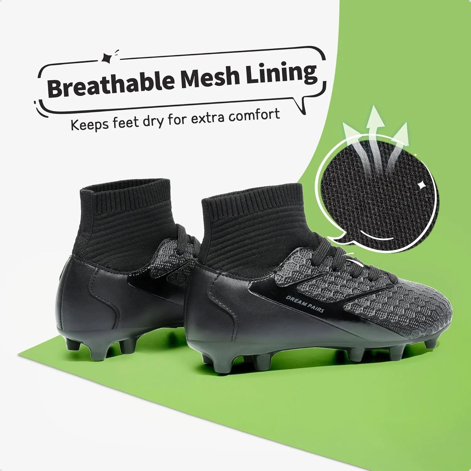 DREAM PAIRS Boys Girls Soccer Cleats Youth Firm Groud Outdoor Sport Athletic High Top Football Shoes for Little/Big Kid