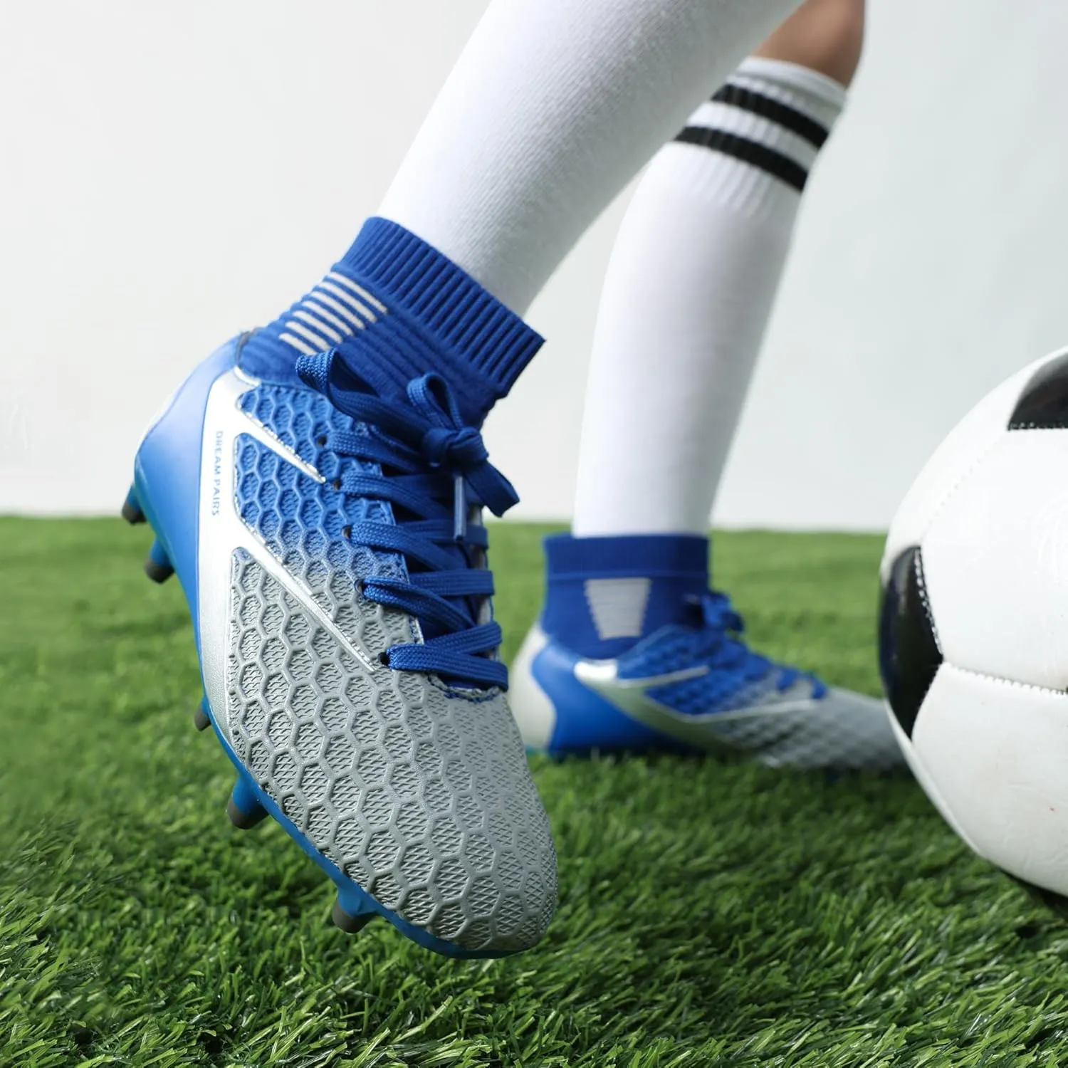 DREAM PAIRS Boys Girls Soccer Cleats Youth Firm Groud Outdoor Sport Athletic High Top Football Shoes for Little/Big Kid