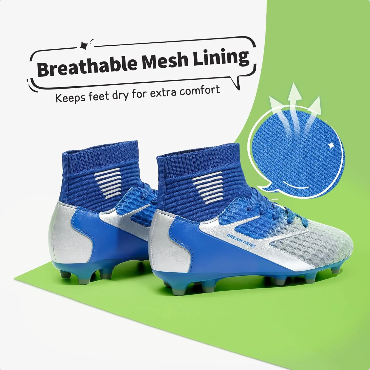 DREAM PAIRS Boys Girls Soccer Cleats Youth Firm Groud Outdoor Sport Athletic High Top Football Shoes for Little/Big Kid