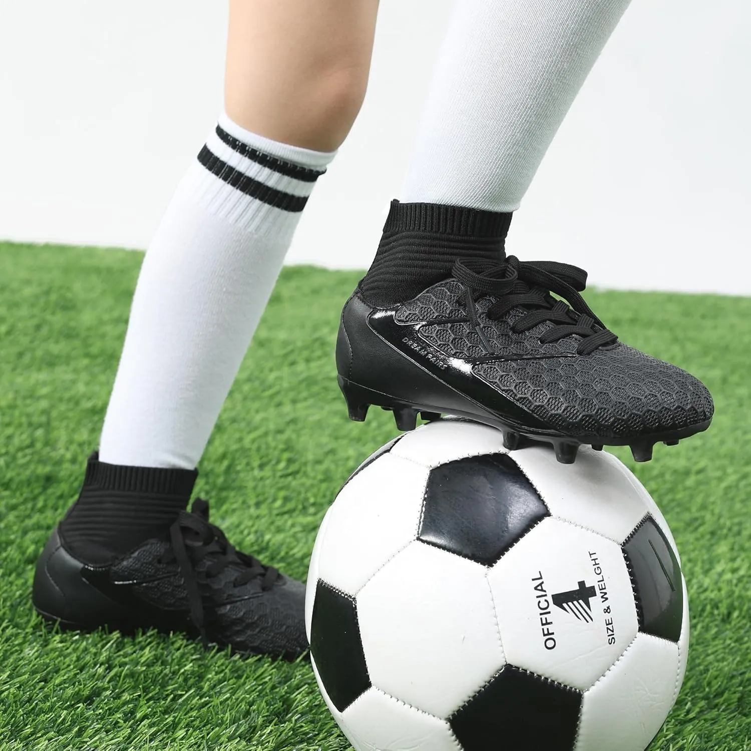 DREAM PAIRS Boys Girls Soccer Cleats Youth Firm Groud Outdoor Sport Athletic High Top Football Shoes for Little/Big Kid