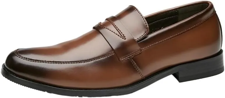 Dress Oxford for Men Slip On Casual Shoes New Men Business Leather Shoes Fashion Breathable Loafers Shoes Classic Low Top Height Increase Shoes