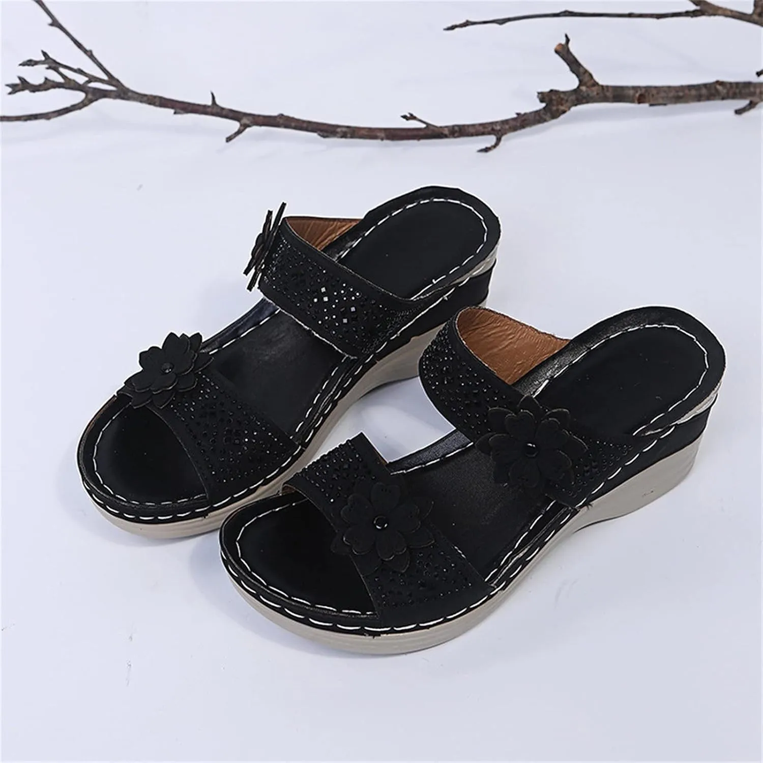 Eduavar Womens Wedge Sandals, Orthopedic Sandals for Women Comfortable Wedge Sandals Open Toe Anti-Slip Sandals