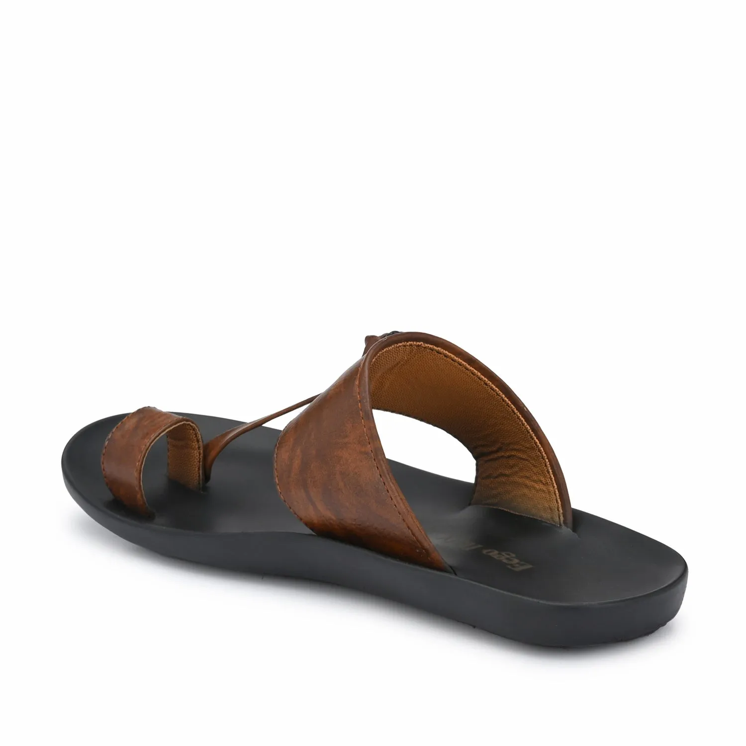 Eego Italy Men's Kolhapuri Thong Slippers KM-1-BROWN