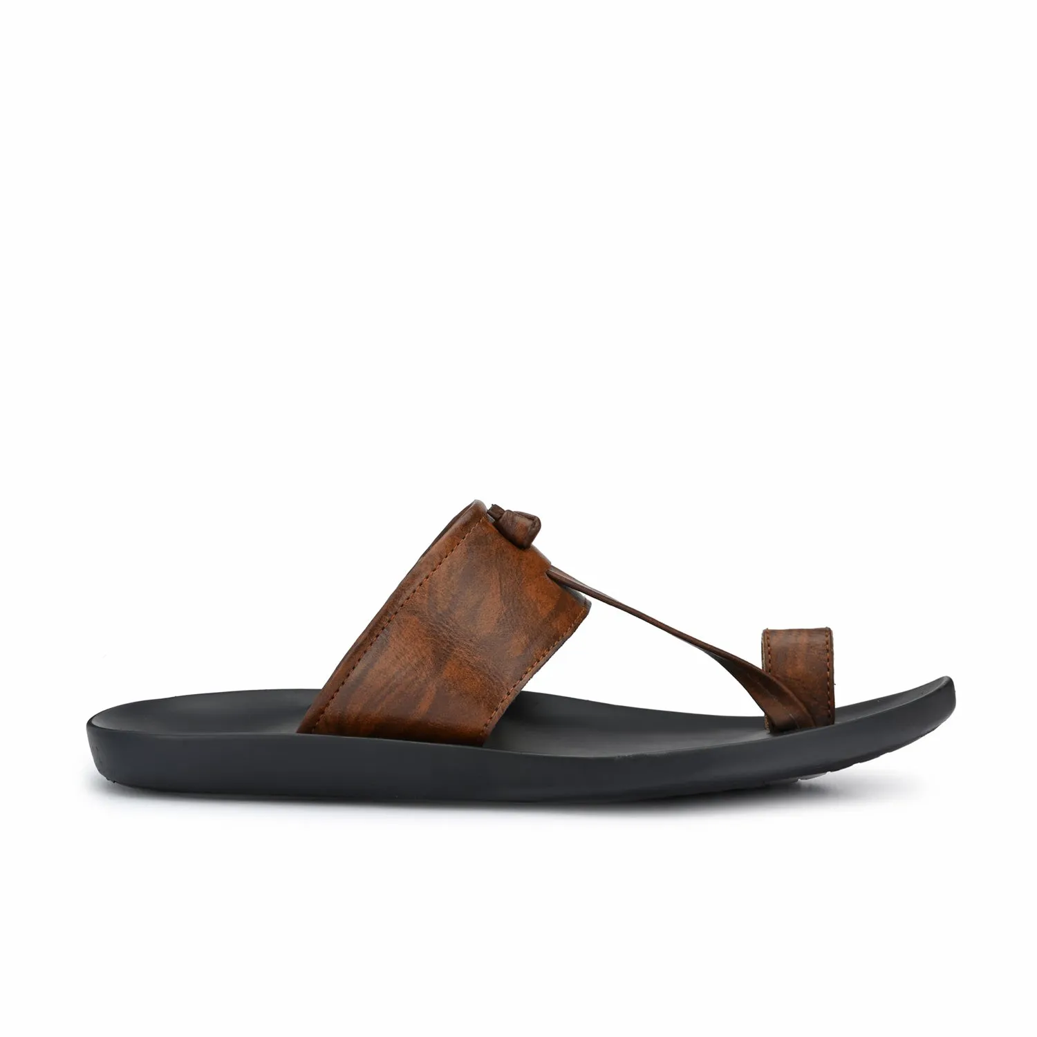 Eego Italy Men's Kolhapuri Thong Slippers KM-1-BROWN