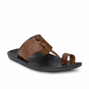 Eego Italy Men's Kolhapuri Thong Slippers KM-1-BROWN
