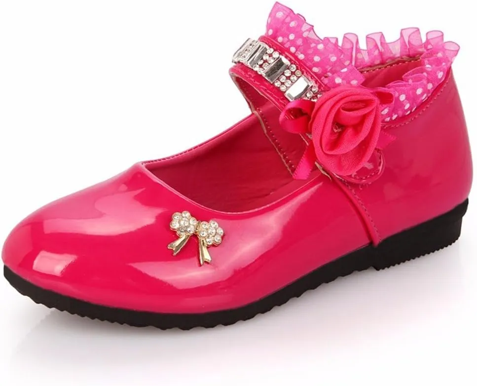 EnJoCho Baby Cute Girls Dress Shoes Shoes for Girls Comfortable PU Flats School Shoes for Little Kids Mary Jane Girls Flats
