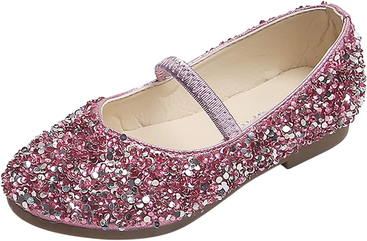 EnJoCho Baby Cute Girls Dress Shoes Shoes for Girls Comfortable PU Flats School Shoes for Mary Jane (Pink-b#wer, 4-4.5 Years)