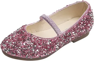 EnJoCho Baby Cute Girls Dress Shoes Shoes for Girls Comfortable PU Flats School Shoes for Mary Jane (Pink-b#wer, 4-4.5 Years)