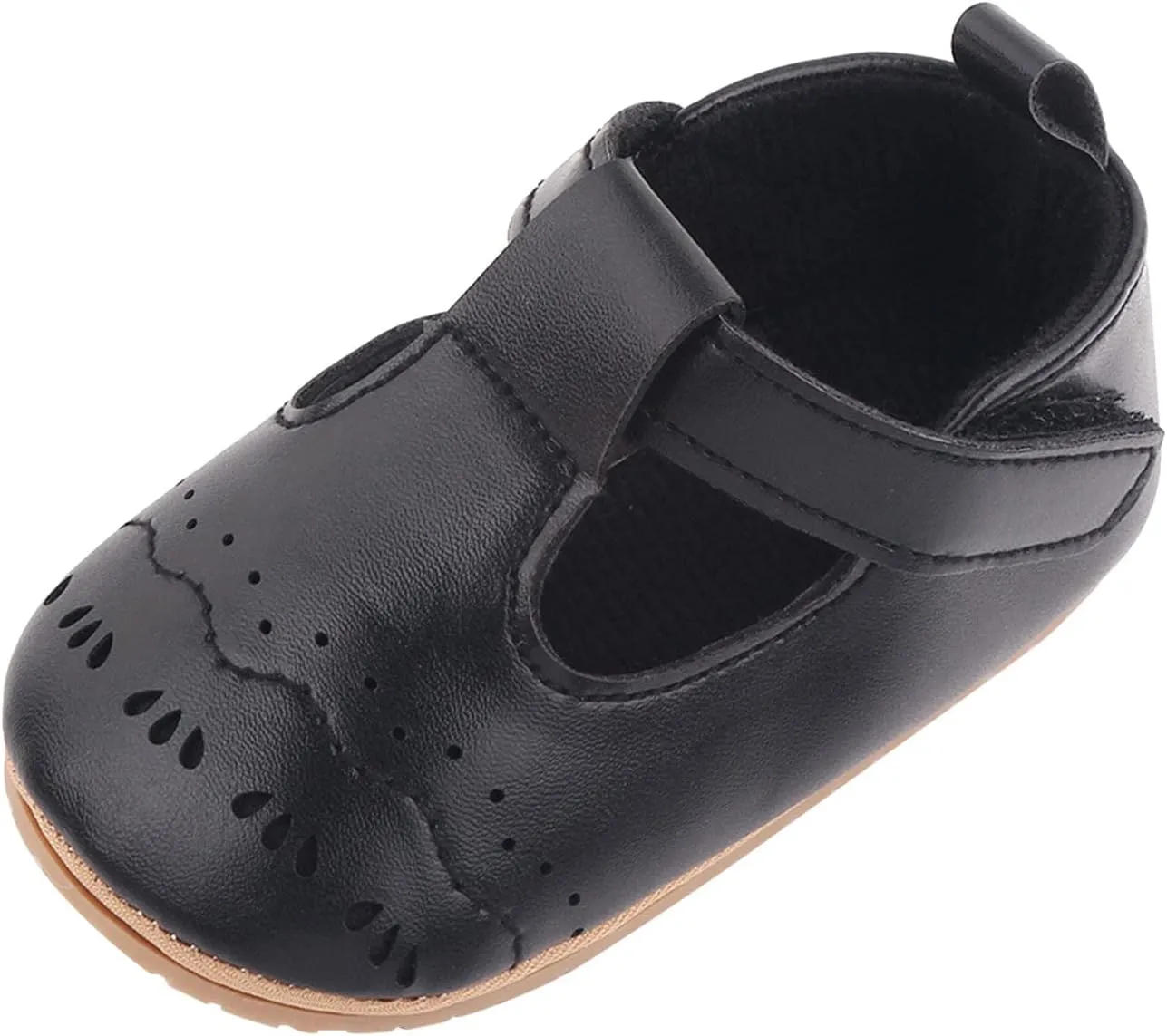 EnJoCho Baby Sneaker Shoes Shoes Girls & Loop Hook Solid First Walking Non-Slip Rubber Girl's Shoes (Black, 12-18 Months)