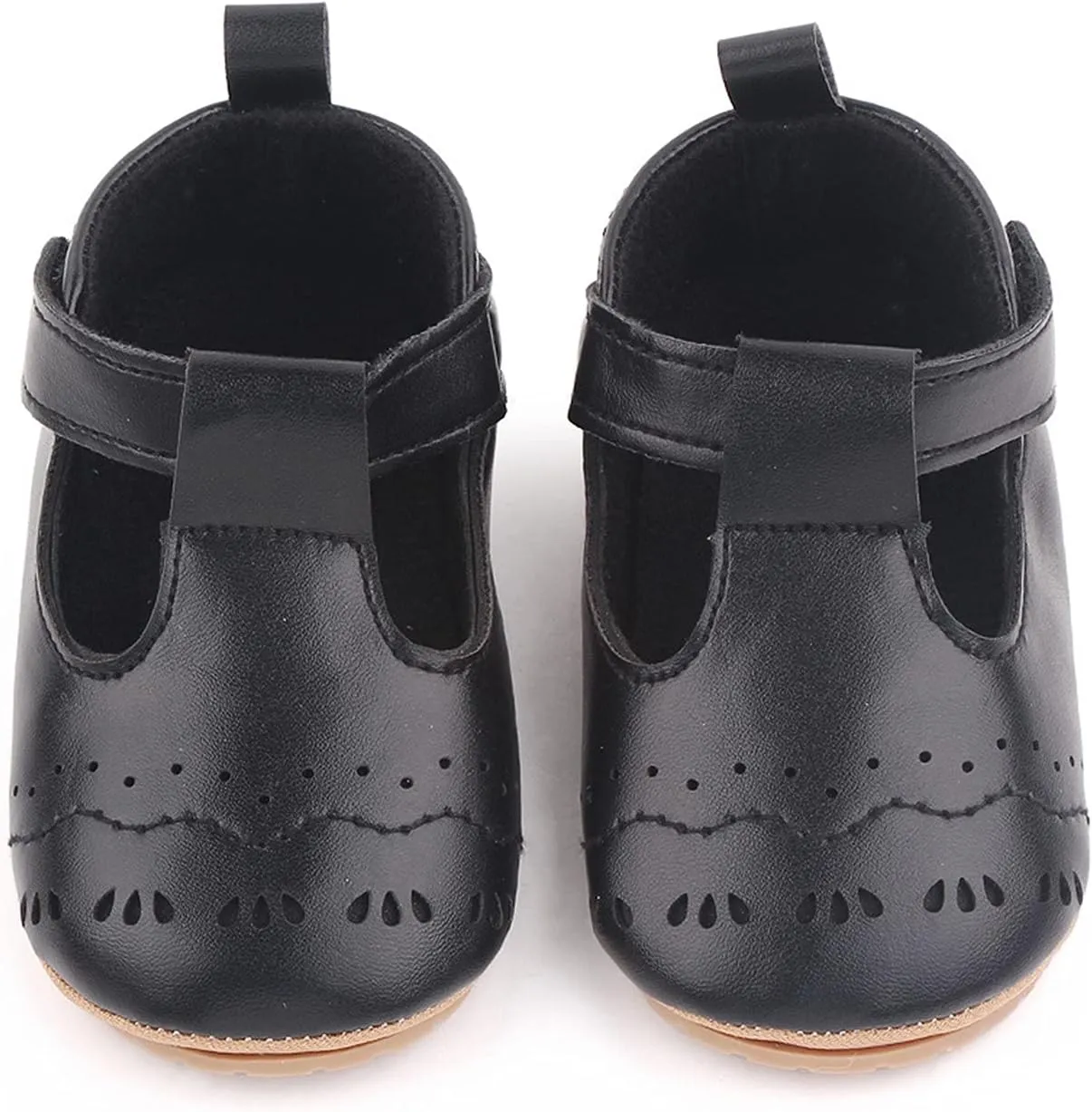 EnJoCho Baby Sneaker Shoes Shoes Girls & Loop Hook Solid First Walking Non-Slip Rubber Girl's Shoes (Black, 12-18 Months)