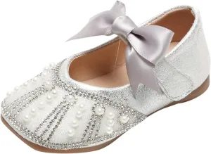 EnJoCho Sport Shoes for Baby Shoes Girls Wedding Heels Shoes Kids Glitter 1-6Y Princess Toddler School Baby Flower Girl Flats (White, 18-24 Months)