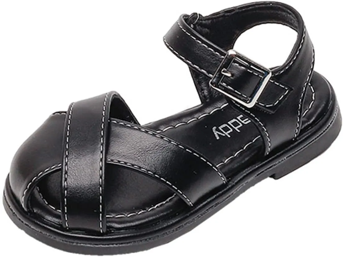 EnJoCho Toddler Round Toe Shoes Kids Little Girls Sandals Casual Sticky Shoelaces Light Weight Adjustable Straps Summer
