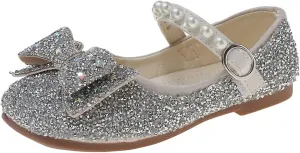 EnJoCho Toddler Summer Spring Foot Warmer Bowknot Performance Dance Shoes For Girls Childrens Shoes Pearl Rhinestones