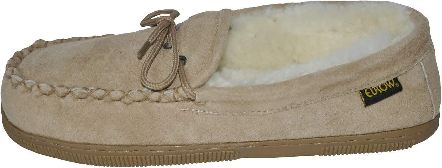 Eurow Women's Hardsole Sheepskin Moccasin - Chestnut/White
