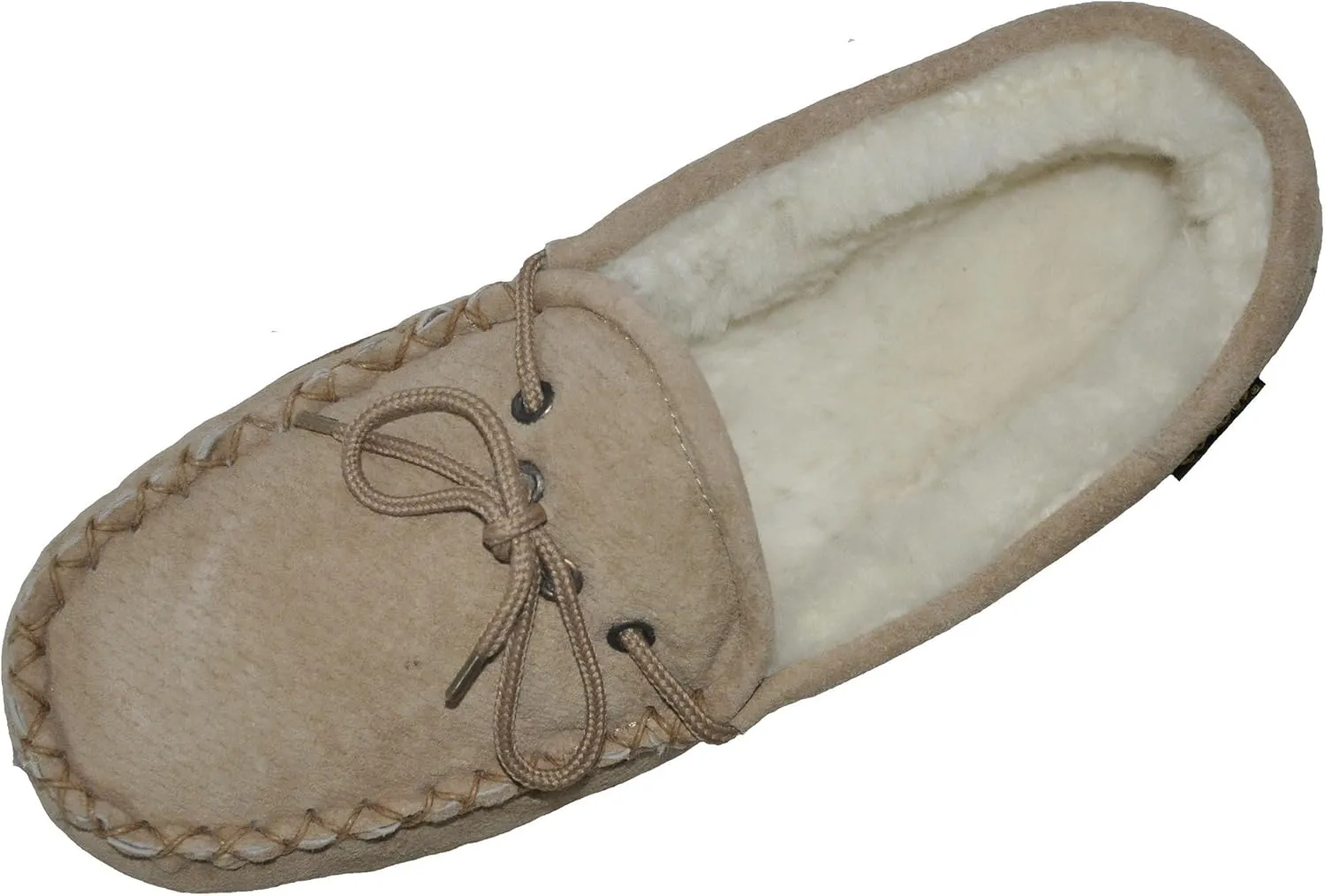 Eurow Women's Hardsole Sheepskin Moccasin - Chestnut/White