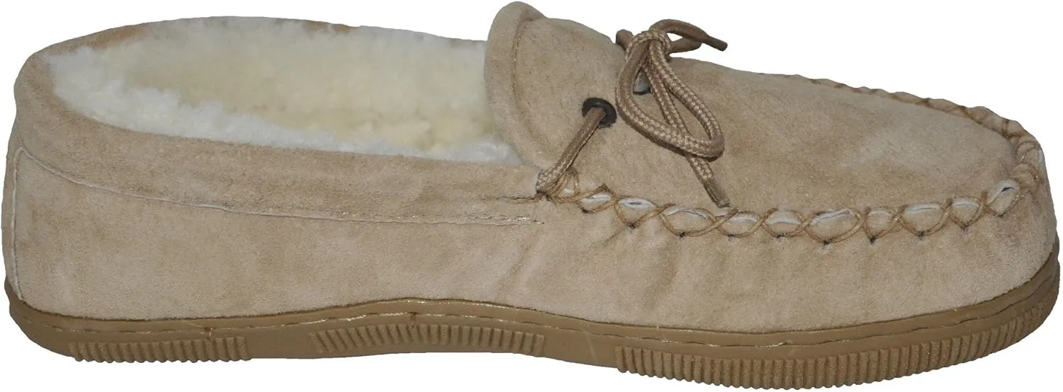 Eurow Women's Hardsole Sheepskin Moccasin - Chestnut/White